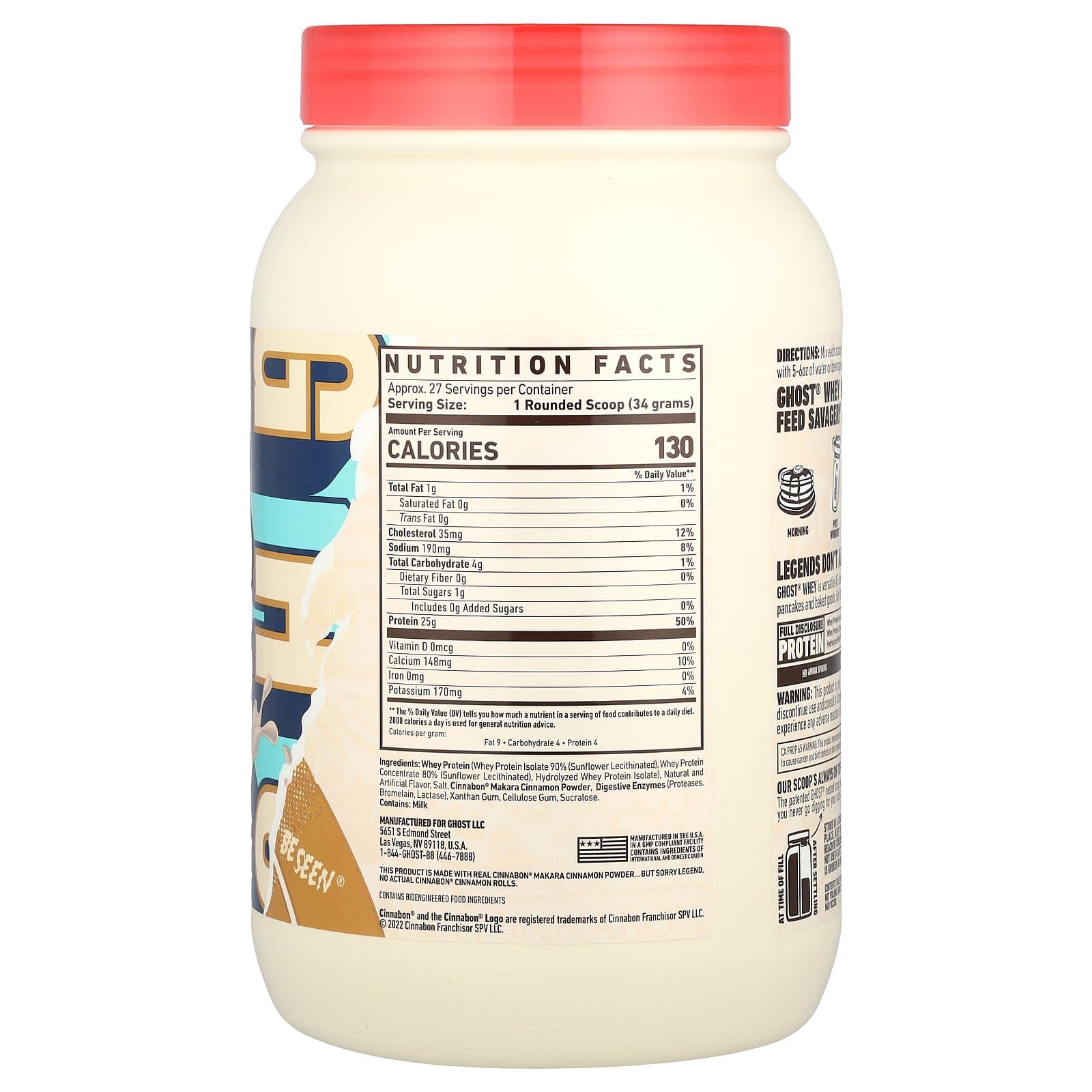 Ghost Whey Protein 2 lb – Cinnabon, 918 g - Image 2