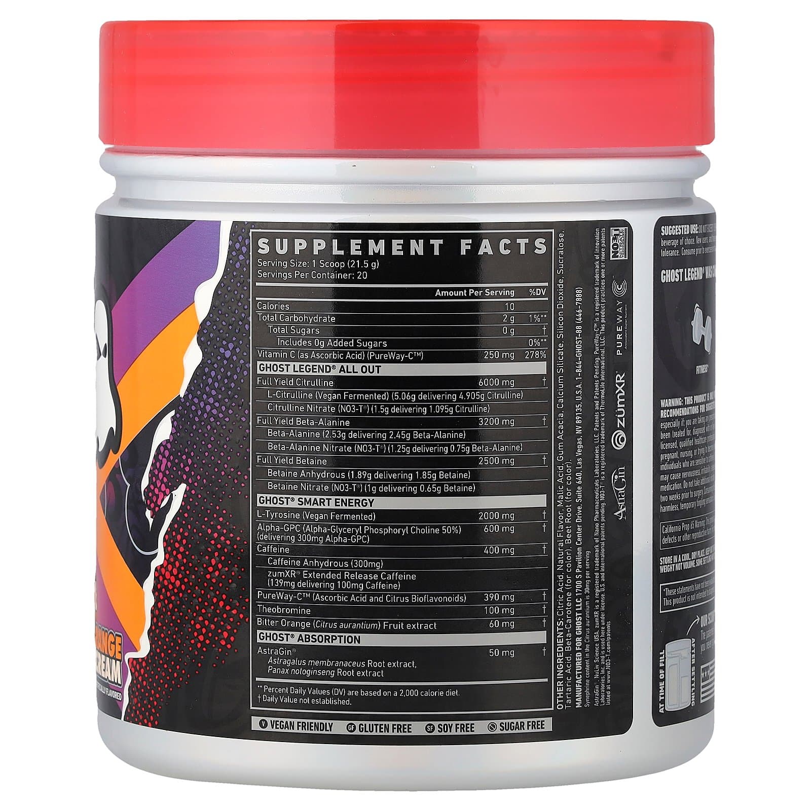 Ghost Legend All Out Pre-Workout – Orange Cream, 430 g (20 Servings) - Image 2