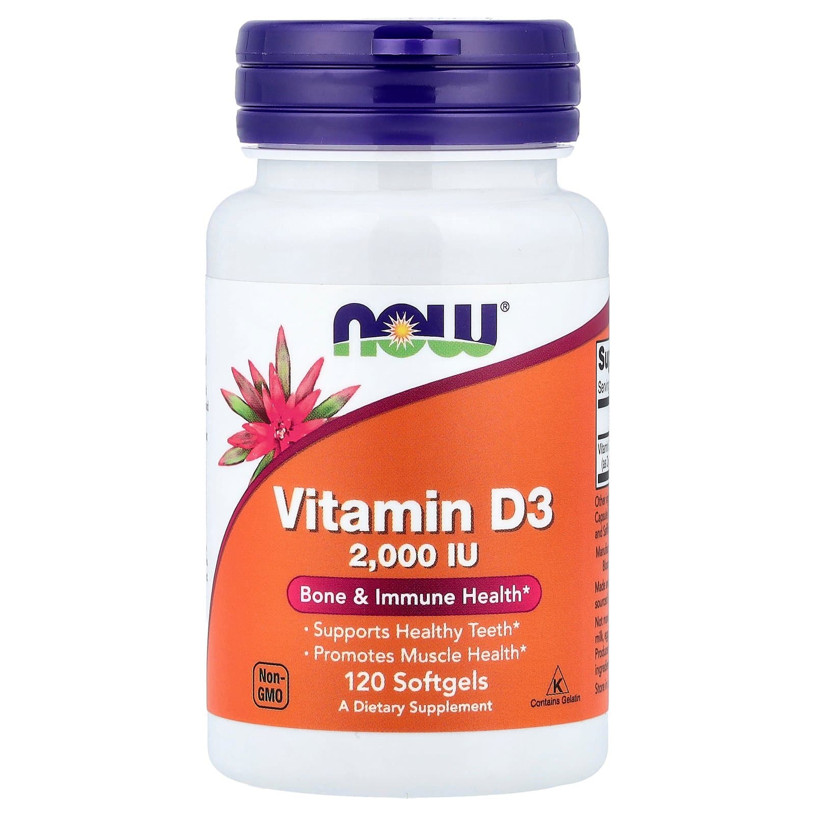 NOW Foods Vitamin D3 2000 IU – 120 Softgels