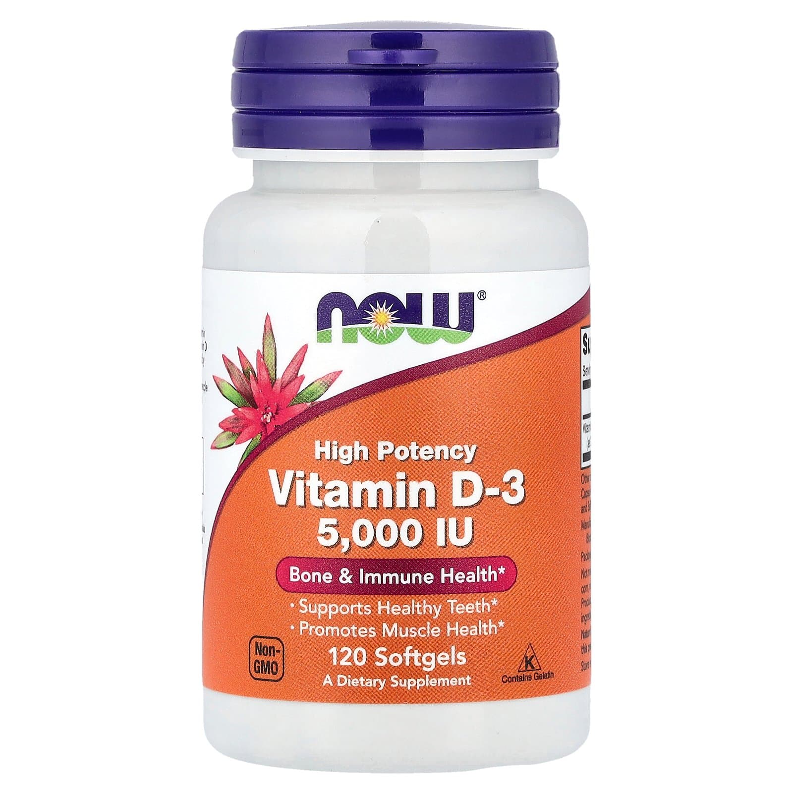 NOW Foods Vitamin D3 5000 IU – 120 Softgels