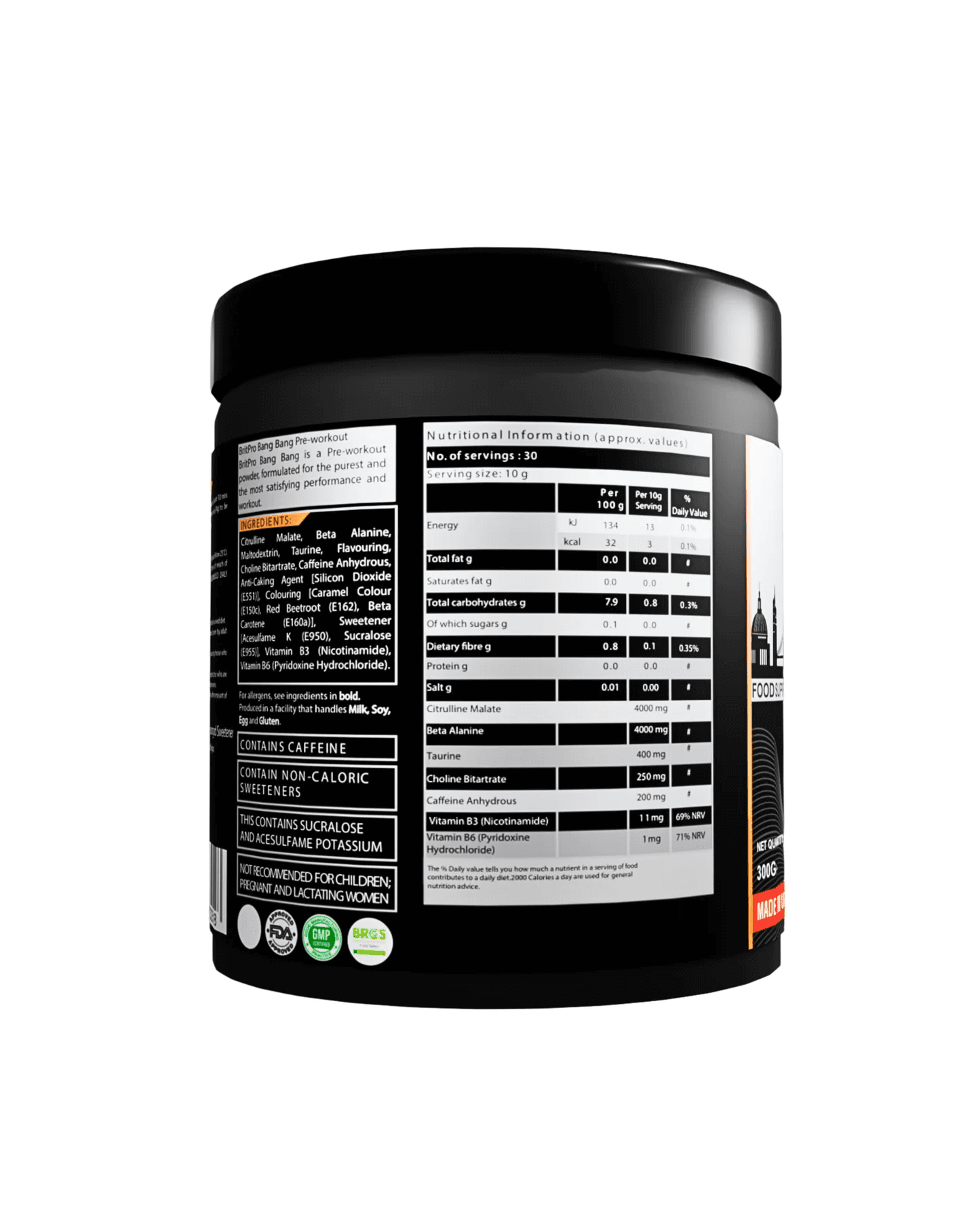 Britpro London Bang Bang Pre-Workout – Berry Blast, 300 g (30 Servings) - Image 3