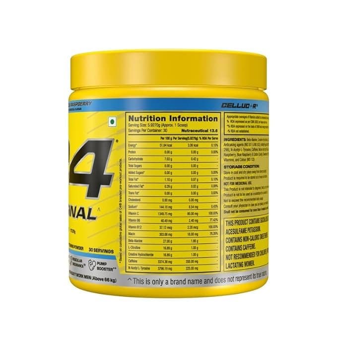 Cellucor C4 Original Pre-Workout Powder with L-Citrulline and Caffeine with Vitamin Powers - Icy Blue Raspberry, 30 servings, 164gm - Image 2