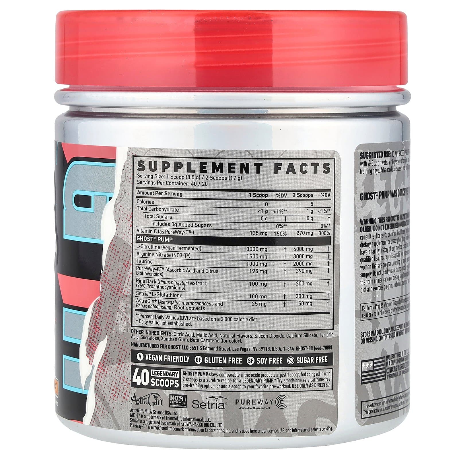 Ghost Pump Stim-Free Pre-Workout – Peach, 340 g (40 Servings) - Image 2