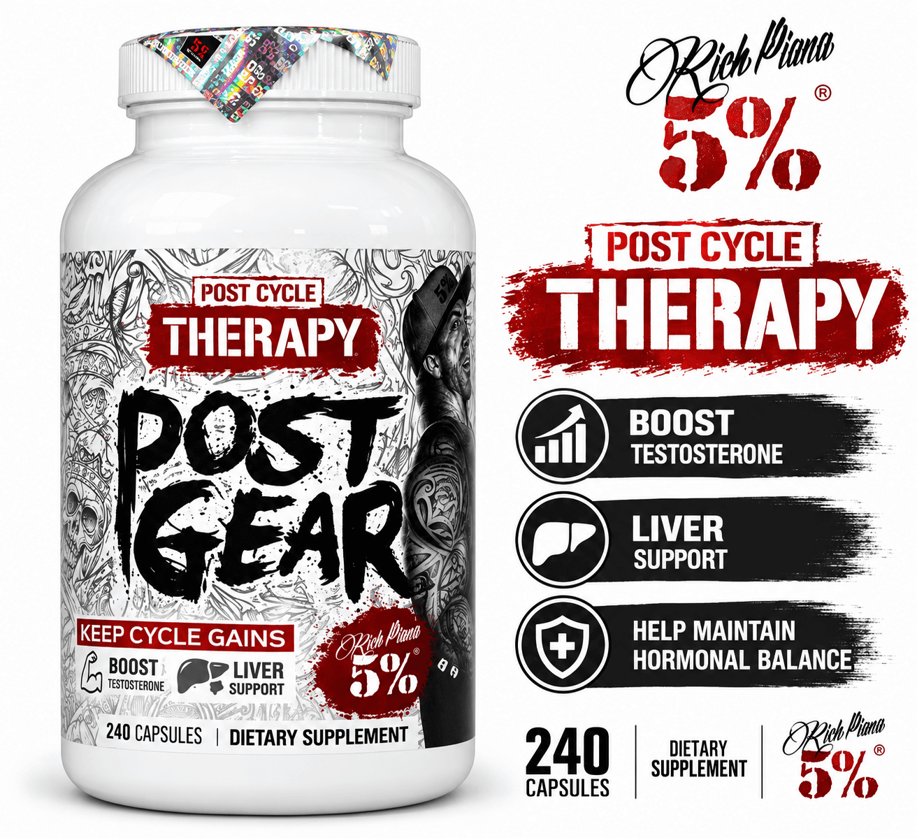 5% Rich Piana Post Gear 240 Capsules - Image 2