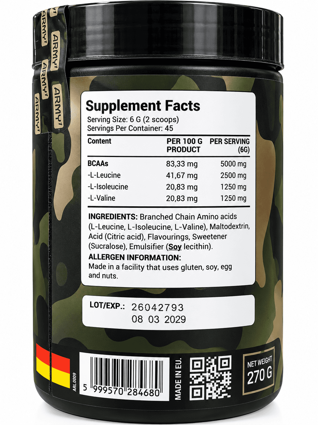 Army 1 Z:1:1 BCAA 270g - Image 2