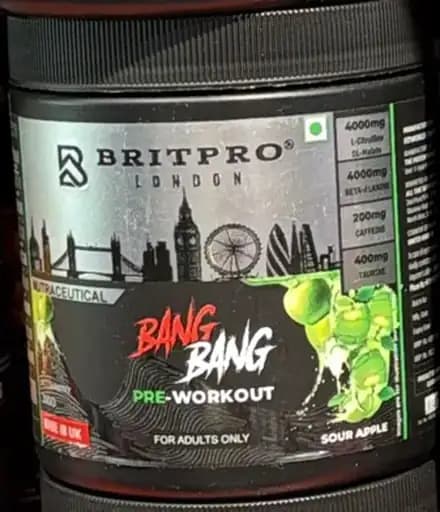 Britpro London Bang Bang Pre-Workout – Sour Apple, 300 g (30 Servings)