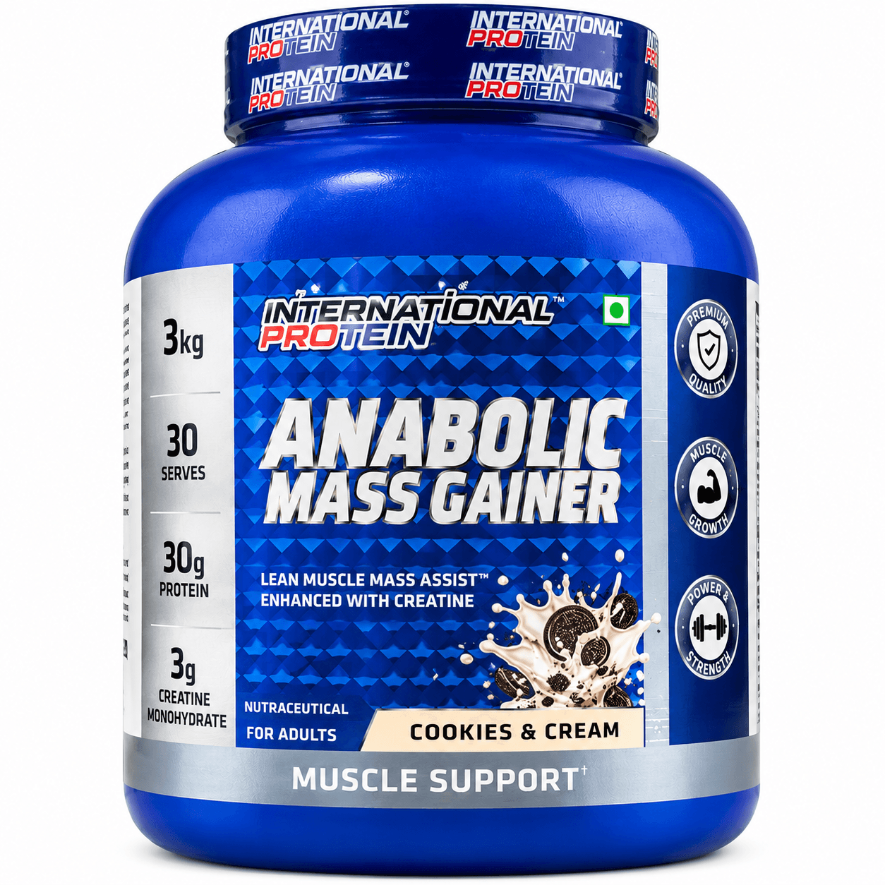 International Protein Anabolic Mass Gainer – Cookies & Cream, 3 kg