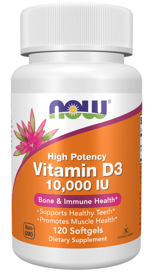 NOW Foods Vitamin D3 10000 IU – 120 Softgels