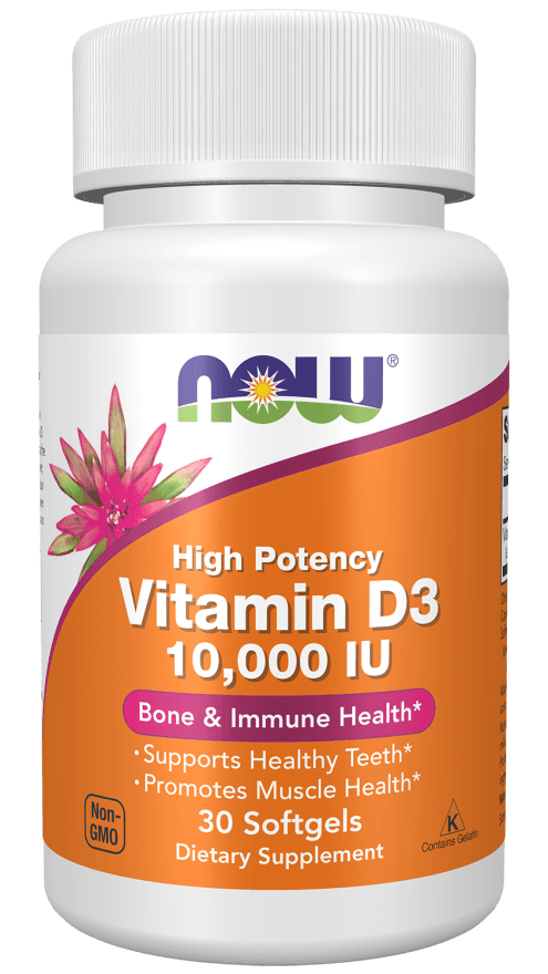 NOW Foods Vitamin D3 10000 IU – 30 Softgels