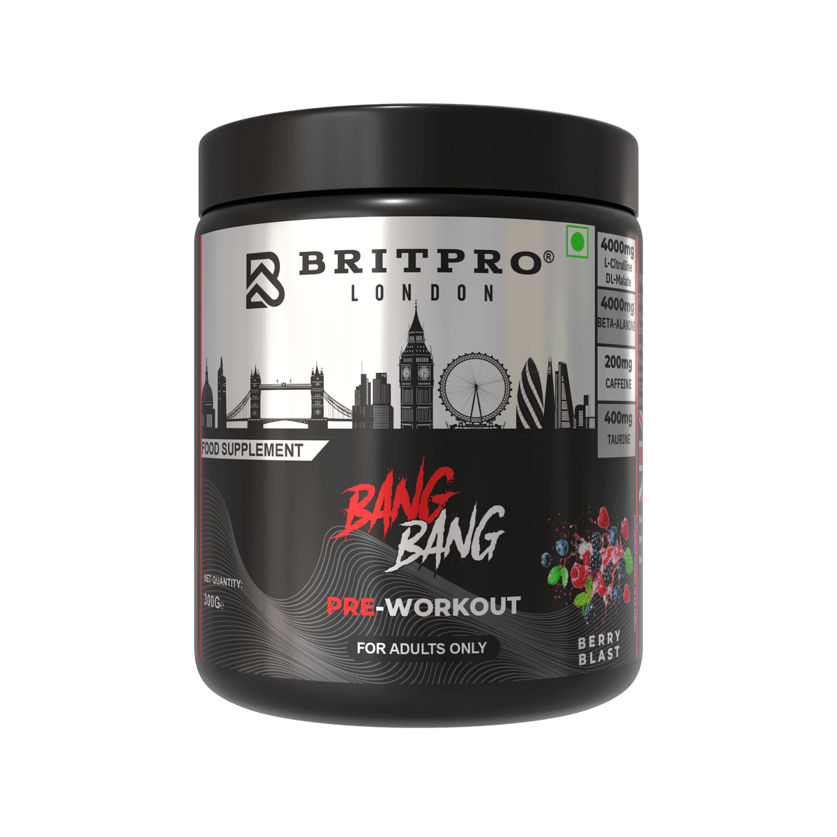 Britpro London Bang Bang Pre-Workout – Berry Blast, 300 g (30 Servings)