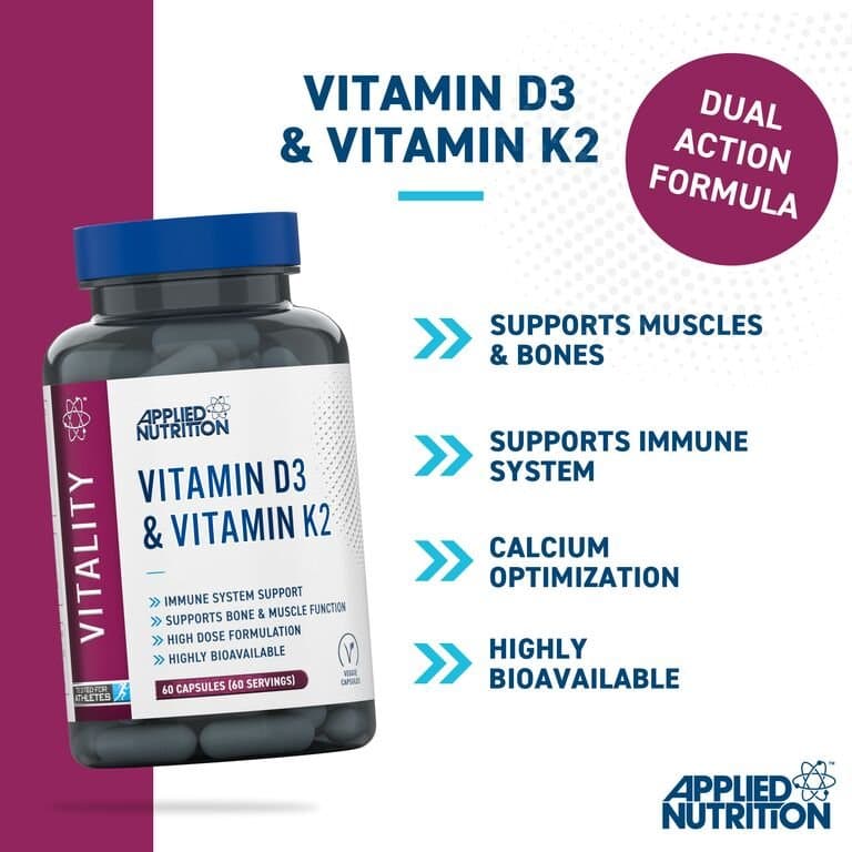 Applied Nutrition Vitamin D3 & K2 – 60 Capsules - Image 2